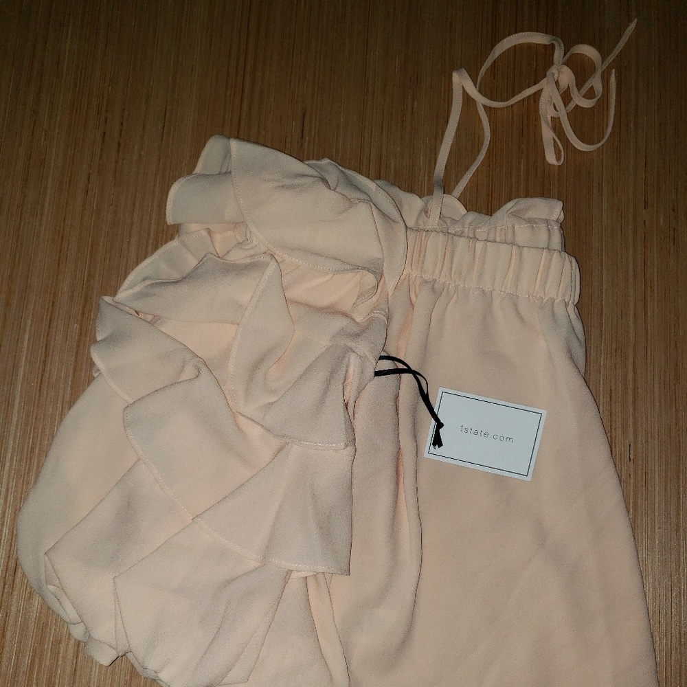 1.State light pink ruffled off shoulder top - Picture 2 of 5